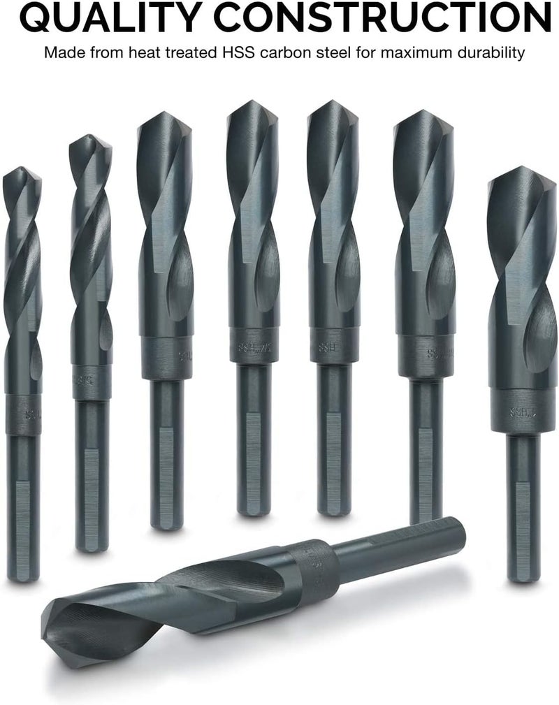 Hiltex 10005 HSS Silver and Deming Industrial Drill Bit Set - 8 Pieces, 1/2" Shank - Image 3